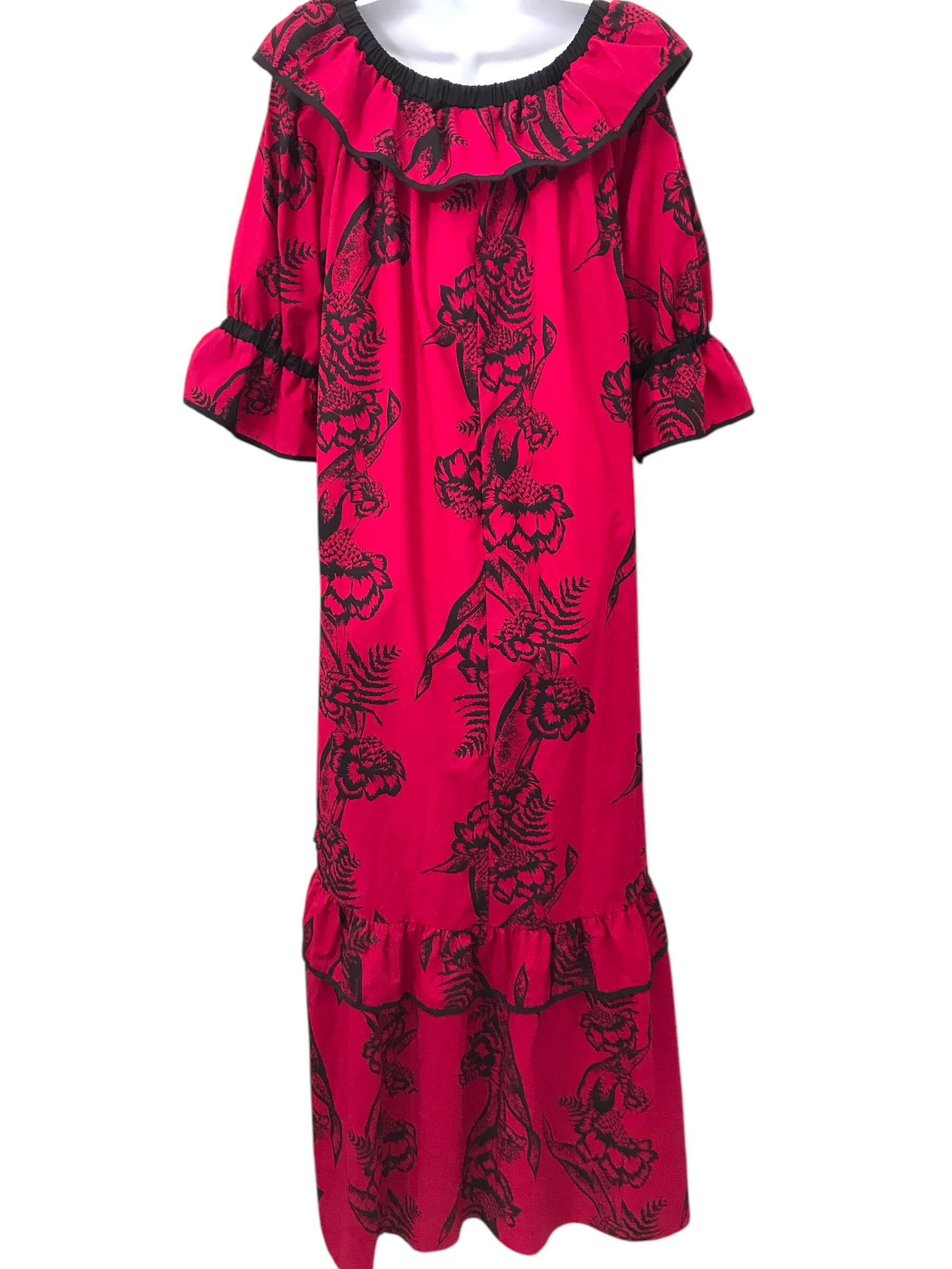 VTG Tori Richard Dress Women's S Black Golden Monarch Muumuu