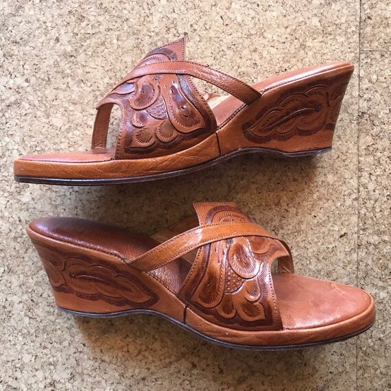 mexican tooled leather sandals