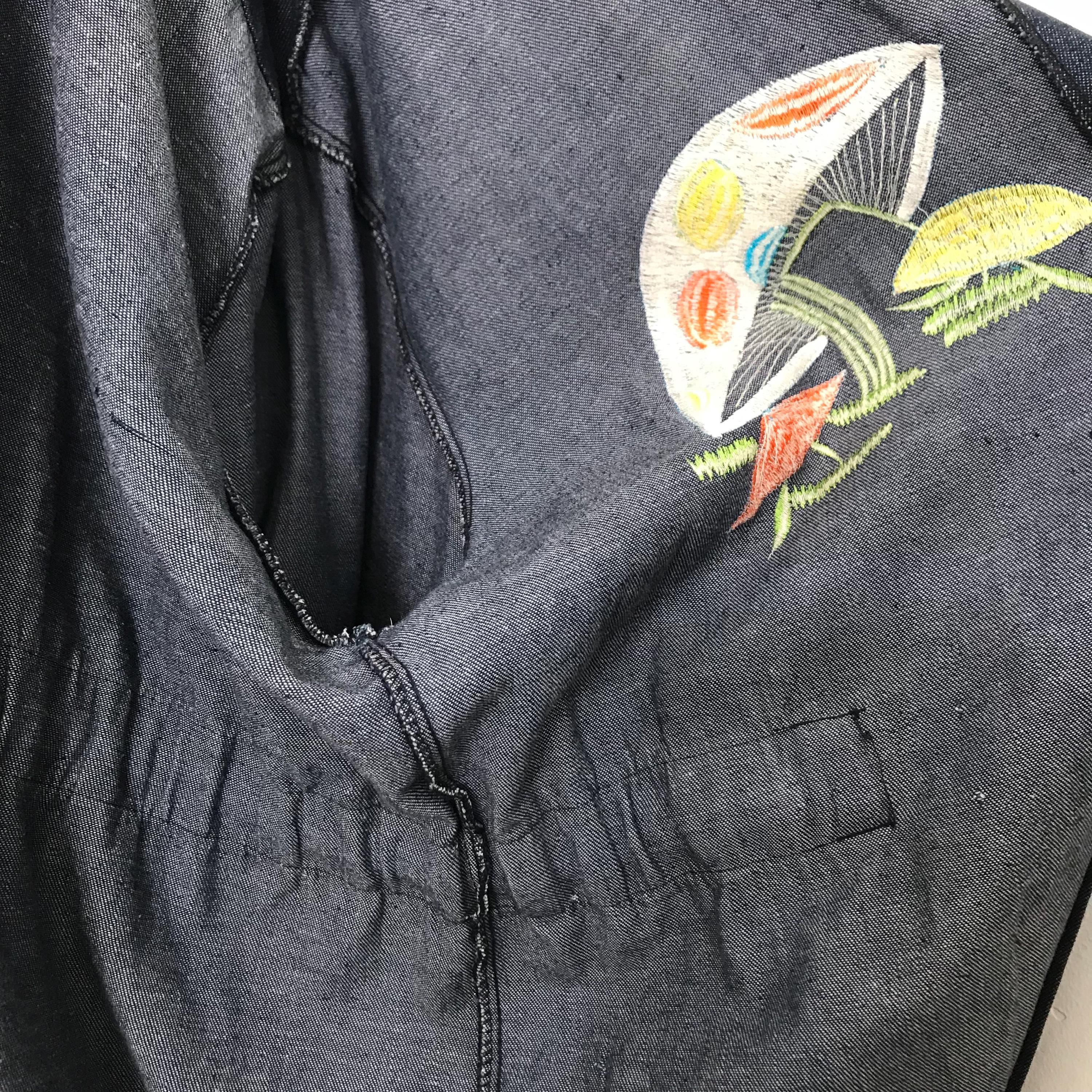 Vintage Mushroom Psychedelic Denim Shirt Jacket 1960