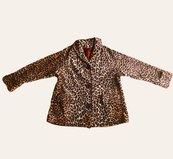 Vintage Leopard Jacket Velour Coat VOLUP 1960’s S… - image 8