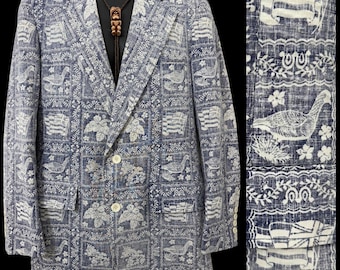 Chaqueta deportiva hawaiana Tiki vintage rara de los años 60 de Reyn Deansgate, estilo Sandwich Isles, chaqueta Aloha, blazer, Ivy League, ropa masculina hawaiana, bandera Nene