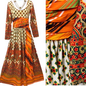 Vintage designer Jay Morley for Fern Violette jaren 1970 maxi-jurk jaren 70 renaissance revival boho hippie cocktailparty hostessjurk