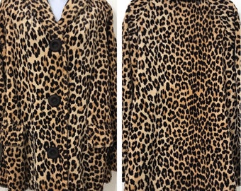 Vintage Leopard Jacket Velour Coat 1960's Shawl Collar