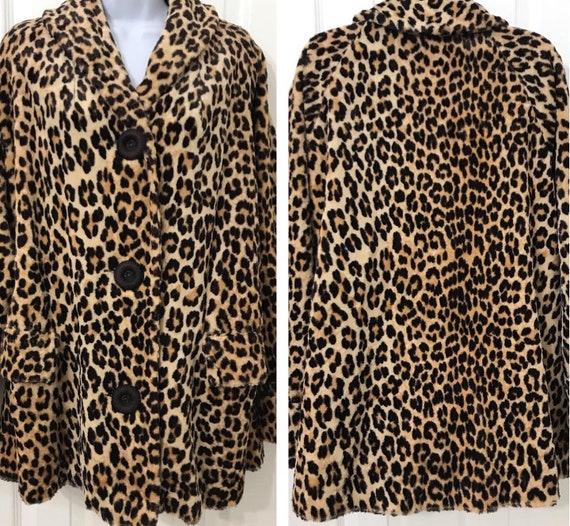 ジャケット・アウター vintage leopard design far long coat Vintage 1960s Leopard Print Coat faux fur Size Med | eBay