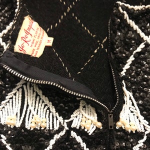 Vintage 1960s Sequin Fringe Shimmy Sweater Top Hong Kong Beaded Fishnet Mod Blouse Tank Swinging 60s Florida label Like Gene Shelly Wool image 2