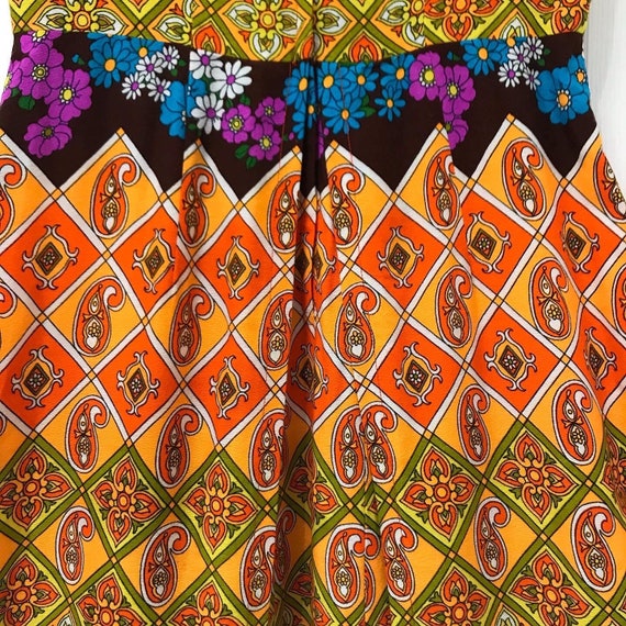 Vintage Psychedelic Hawaiian Tiki Maxi Dress by J… - image 8