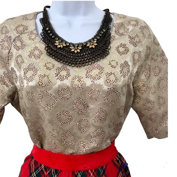 Retro Midcentury Style Gold Lamé Tinsel Lurex Leo… - image 1