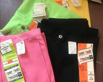 DEADSTOCK Vintage Midcentury High Rise Side Zip Stovepipe Cigarette Capri Pants in No Strech Cotton Blend 1950’s 1960’s  NOS XS