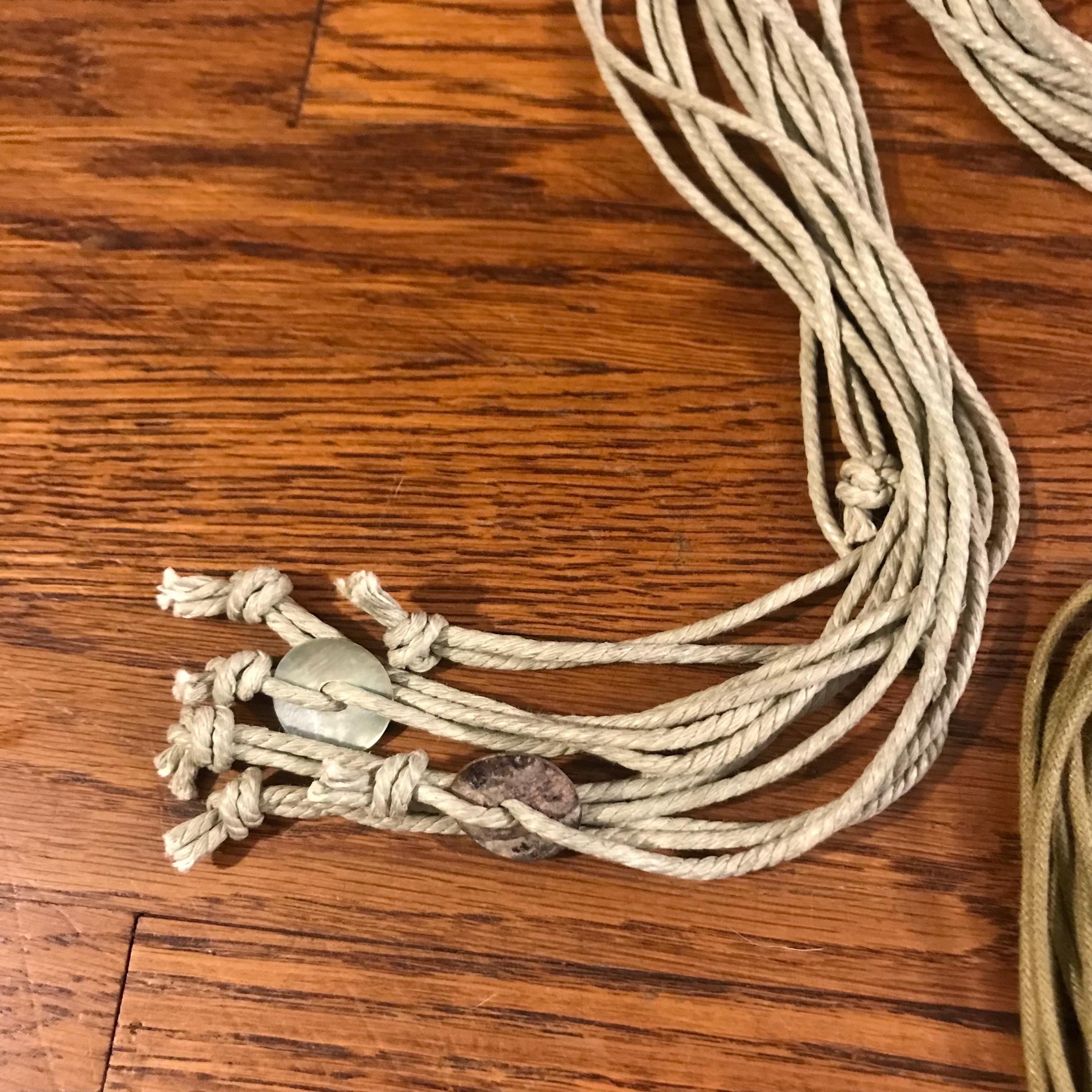 Vintage Macrame Belts With Wooden Beads or Mother of Pearl  display picture 3