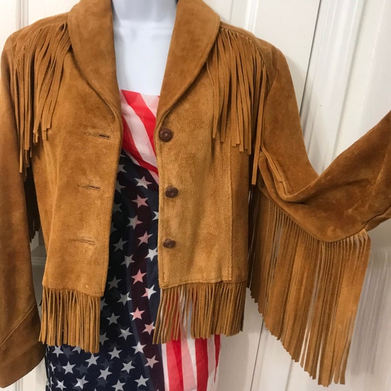 Vintage 1970’s Slim Cut Cropped Suede Western Boh… - image 10