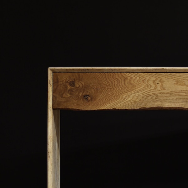 Console 04  Hallway table in solid wood and stone / marble , Floating or with 2 legs  