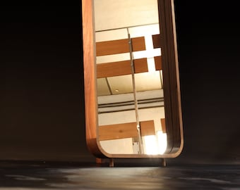 Low 70&#39;s rectangular wooden floor mirror 03