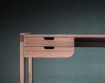 Solid Wood Desk With Drawers - 40 Inch Mid Century Modern Desk, Rubber - View #3