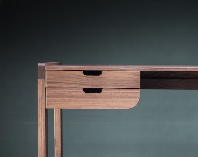 Featured listing image: Solid Walnut board desk , Bureau , dressing table , office desk, Modern.
