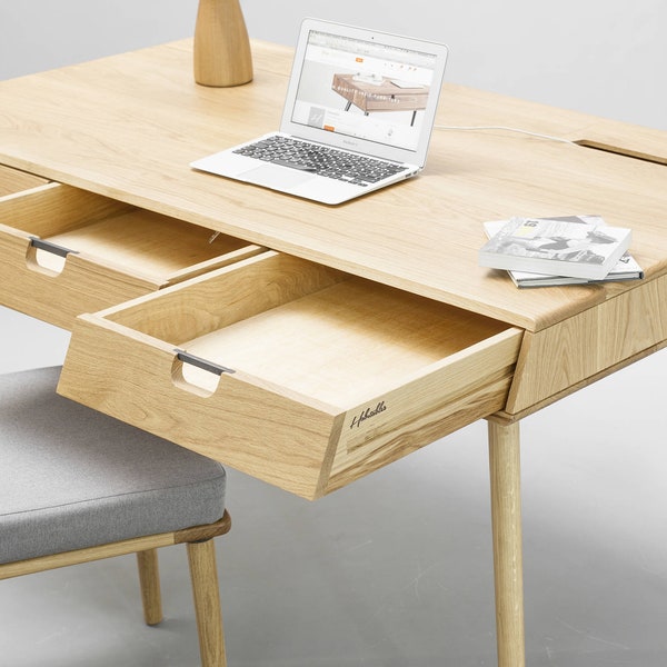 Desk in oak wood , Mid Century, Modern, Tantik