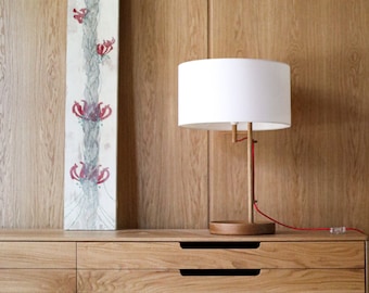 Modern Wood Table Lamp with Shade Scandinavian Design