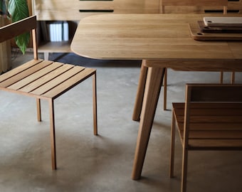 Dining table with extension in solid oak modern mid century scandinavian