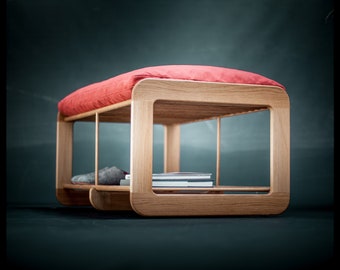 Solid wood bench inspired by the low 70s