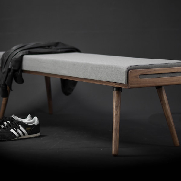 Scandinavian design bench in oak or walnut wood