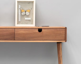 Midcentury console hallway table in solid wood 01