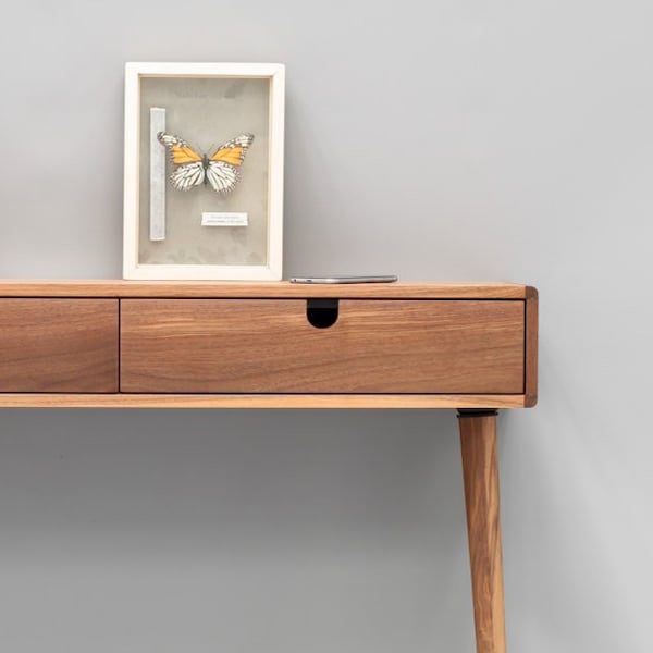 Midcentury console hallway table in solid wood 01