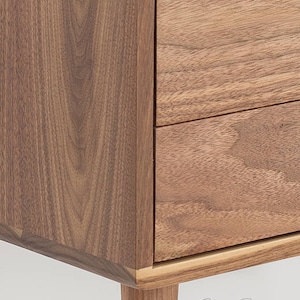 Mid-Century Modern Solid Walnut Nightstand with double drawers image 5