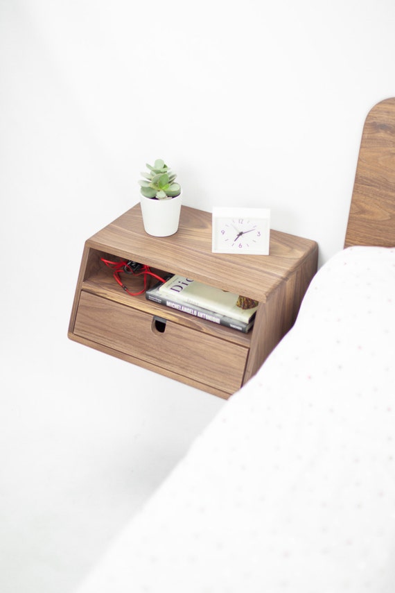 Buy Floating Nightstand Bedside Table 1 Drawer 1 Shelf, Sloped Forehead  Online in India 