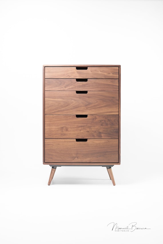 Chest of Drawers Tallboy Mid century Scandinavian Style in Oak