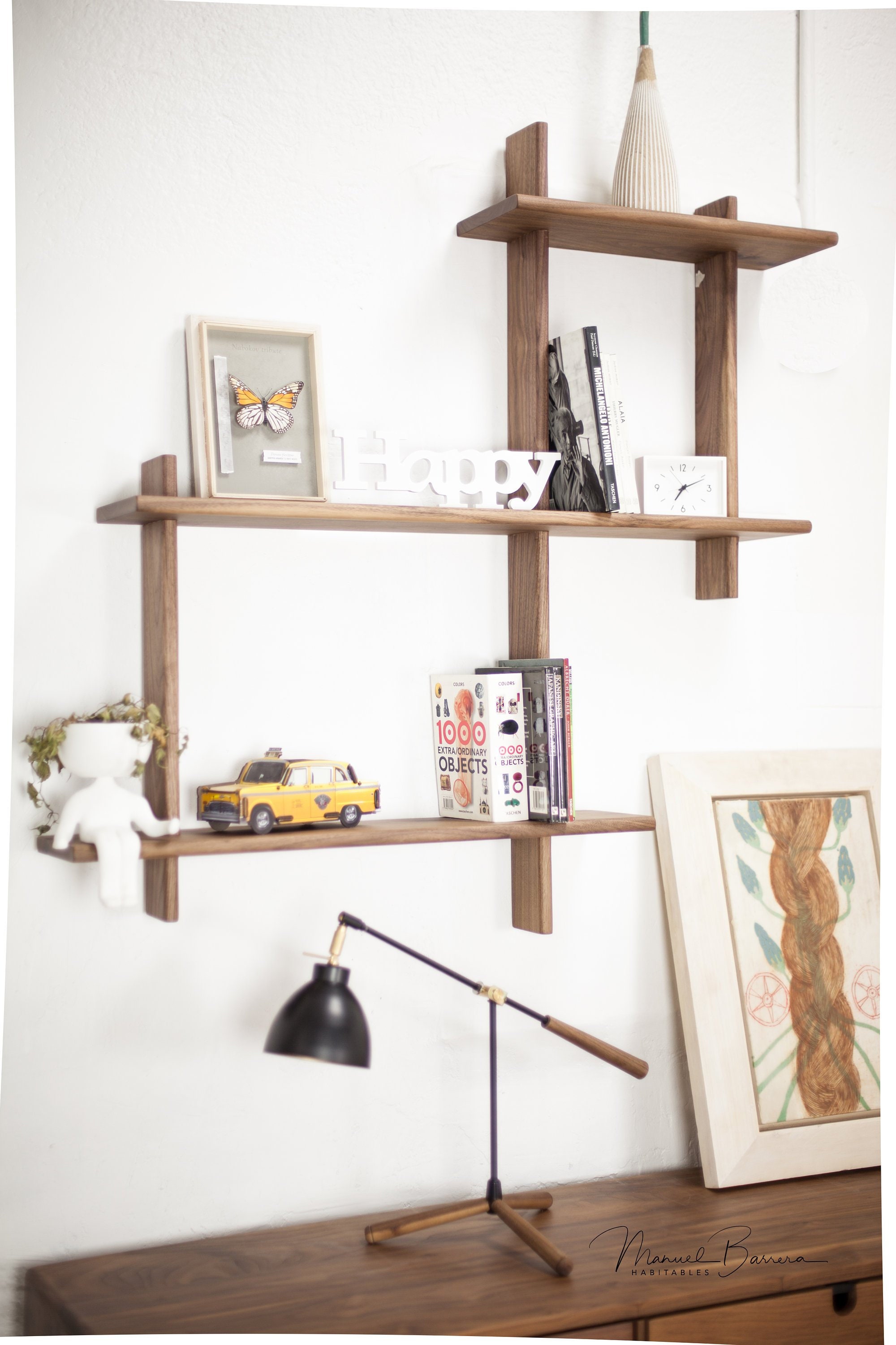 Estanteria Libreria De Pared Madera Maciza Roble Nordico Escandinavo