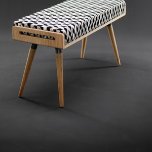 Scandinavian design bench in oak or walnut wood image 5
