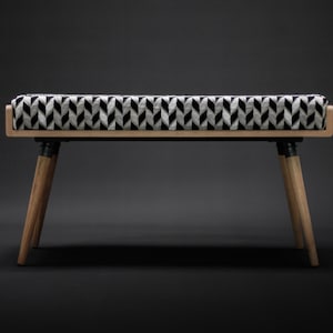 Scandinavian design bench in oak or walnut wood image 7