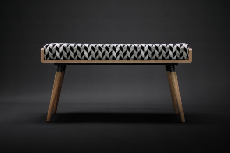 Scandinavian design bench in oak or walnut wood image 7