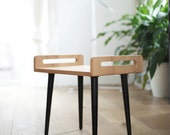 Wooden Stool / tray / bench made on solid oak board and oak legs