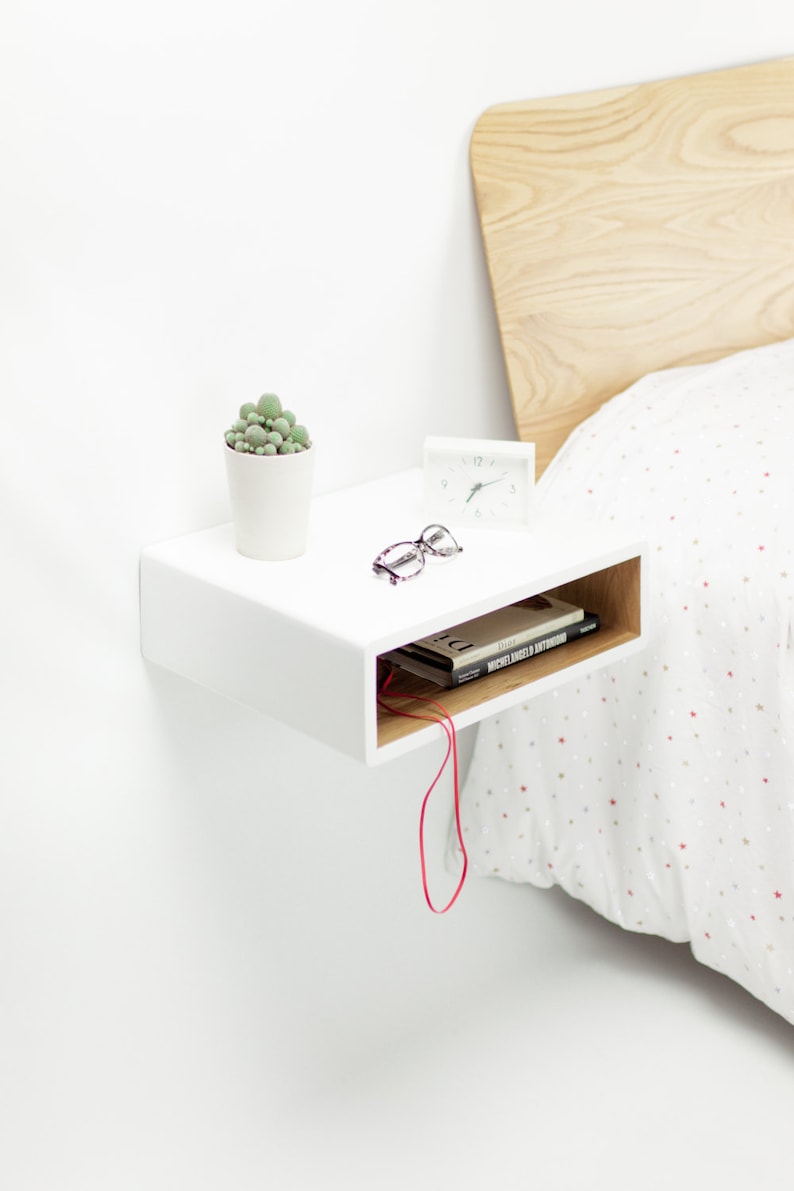 Floating White Nightstand / Bedside Table Scandinavian Etsy