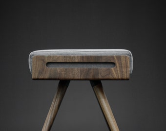 Stool / Seat / Ottoman / bench in solid Walnut board and walnut legs