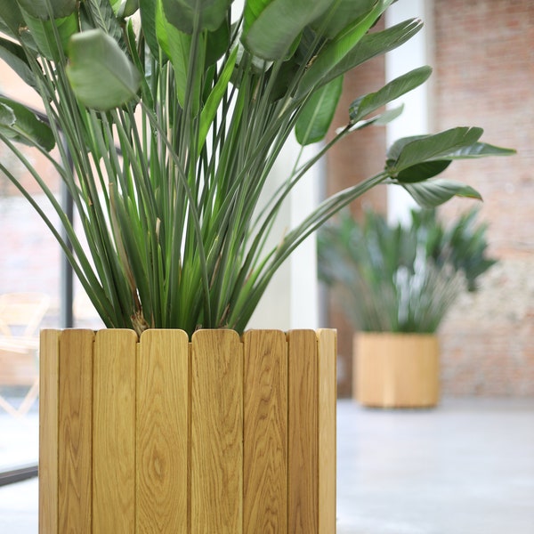 Wooden slat planter,  flower pot