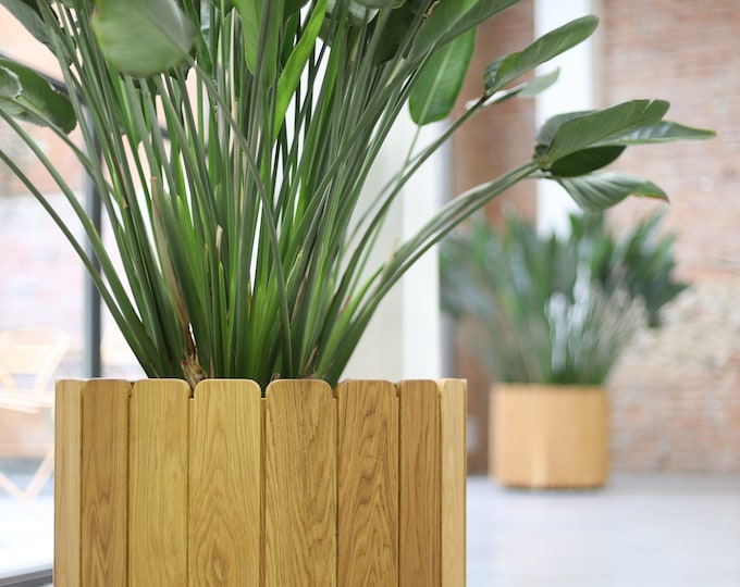 Featured listing image: Wooden slat planter,  flower pot