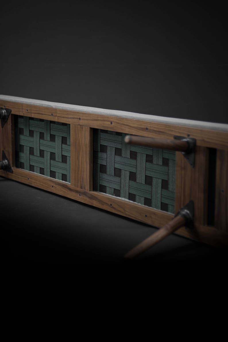 Scandinavian design bench in oak or walnut wood image 6