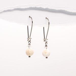 Handmade Croatian Limestone Drop Earrings: Brač Island Stone, Hypoallergenic Stainless Steel