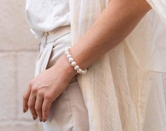 Handmade Croatian limestone bracelet 10 mm | Natural stone from the island Brač