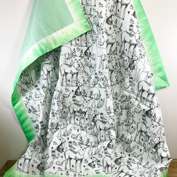 Flannel Baby Blanket with Satin Trim