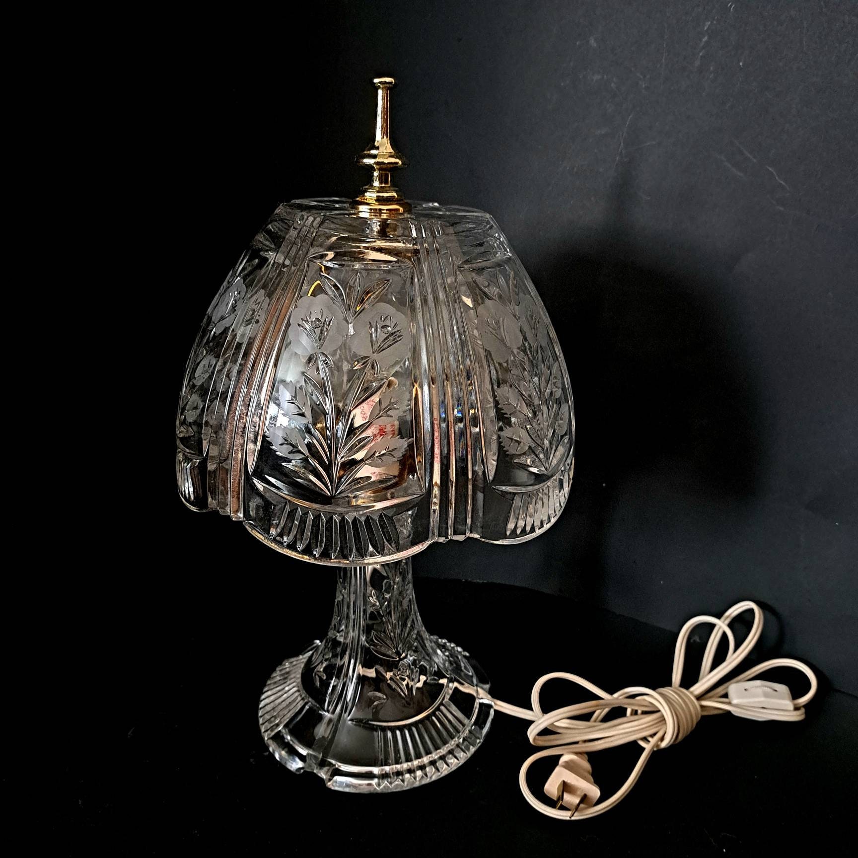Vintage Cut Crystal Boudoir Lamp Vintage 60 s Mid century Etsy