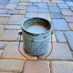 Antique Granite ware Lunch Box/Pail with Rare Bowl/Lid Top. Early 1900 Antique. Adorable Very Laura  Ingalls..Farmhouse Decor Piece.