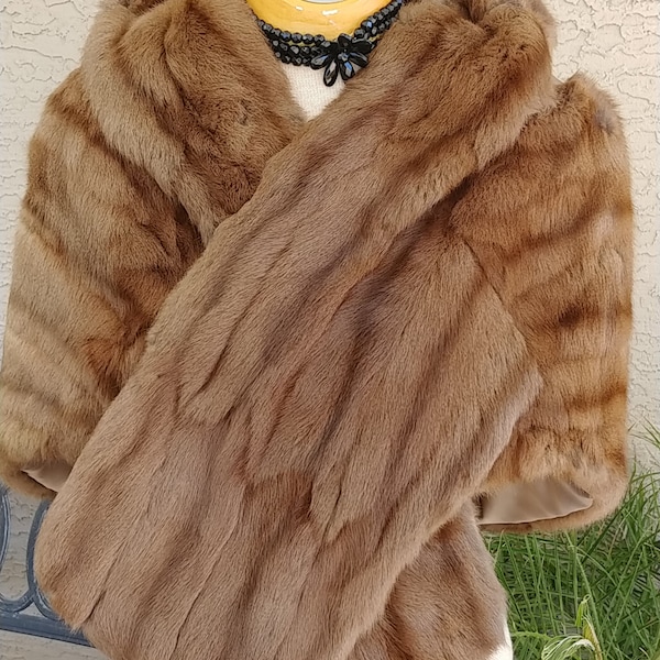 DUPLER FURS Chocolate Brown Fur Stole/Wrap. Mid Century Vintage Super Soft Luxurious. Perfect for Winter Wedding, or Elegant Holiday Party
