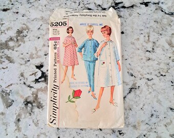 1963 Simplicity 5205 Sewing Pattern, Jacket, Robe, Pants, Miss Size 12