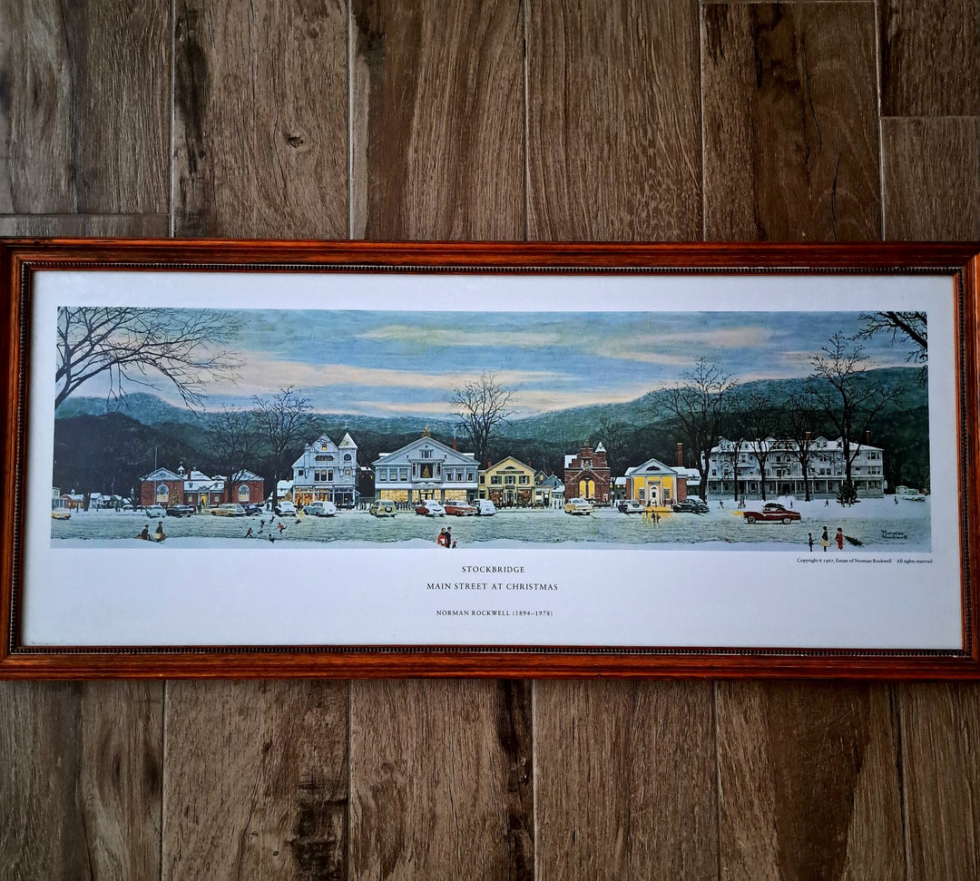 NORMAN ROCKWELL stockbridge Main Street at Christmas Copyright 1967