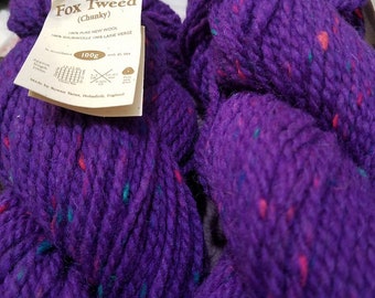 Rowan Fox Tweed Chunky- Discontinued Yarn, Purple & Teal Colorways, Aran Weight, 100% Wool