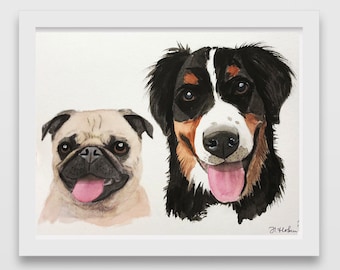 MULTI pet portrait custom watercolor