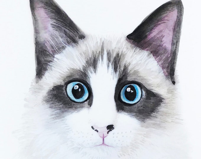 Cat portrait custom cat portrait watercolor