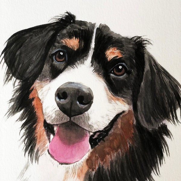 Pet Portrait custom pet portrait watercolor original dog painting from photo gift for mom gift for her pets owners dog illustration custom